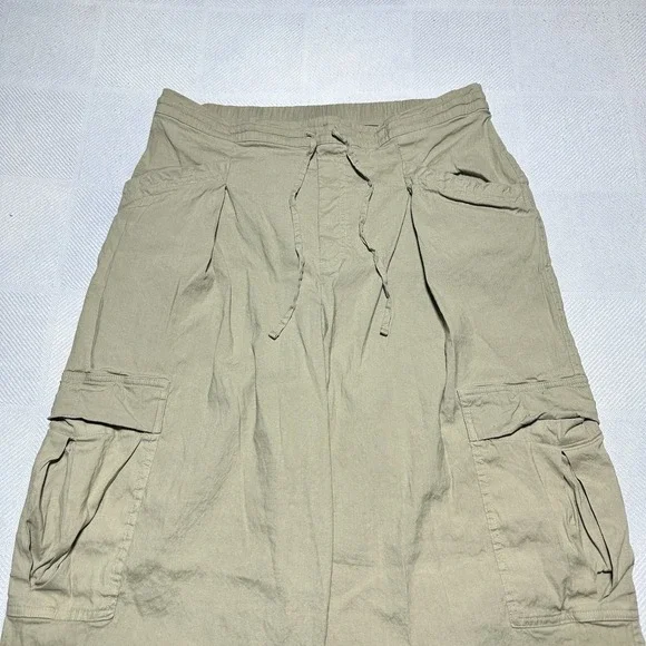 Athleta Paradise Straight Leg Cargo Pants Womens Small Khaki Linen Blend Stretch - Picture 2 of 15